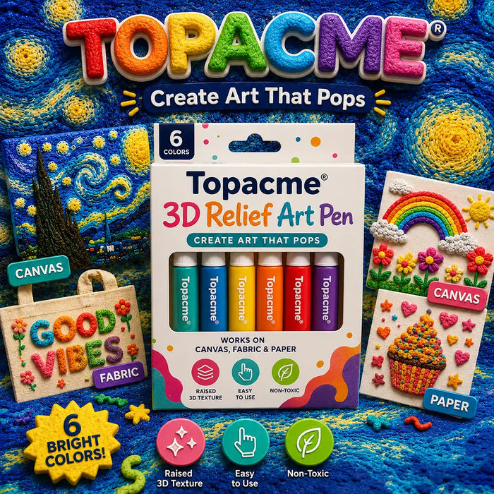 Topacme® 3D Relief Art Pen – Turn Flat Drawings Into Touchable 3D Art🪄