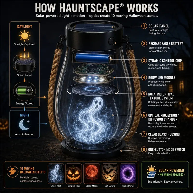 | 🔥Halloween Special Sale! 🎃| 💡👻HauntScape® 10-in-1 Immersive Halloween Lantern, Auto-On at Dusk🔥