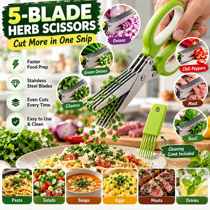 5-Blade Herb Scissors – Cut Fresh Herbs in Seconds