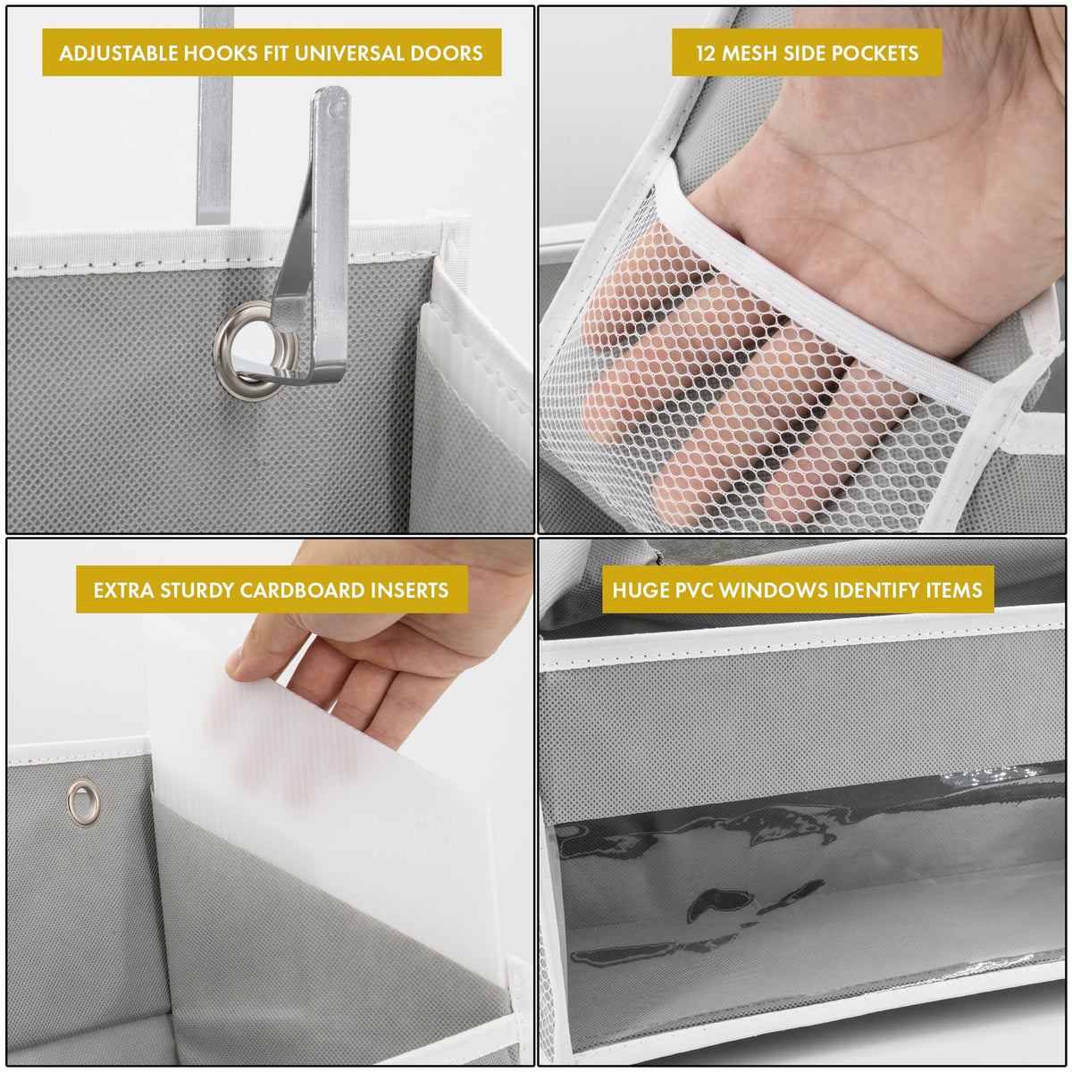 Over the Door Organizer with Pockets for Bedroom, Bathroom, Nursery & Closet Storage